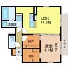 D-roomK・M金剛 1LDKの間取り
