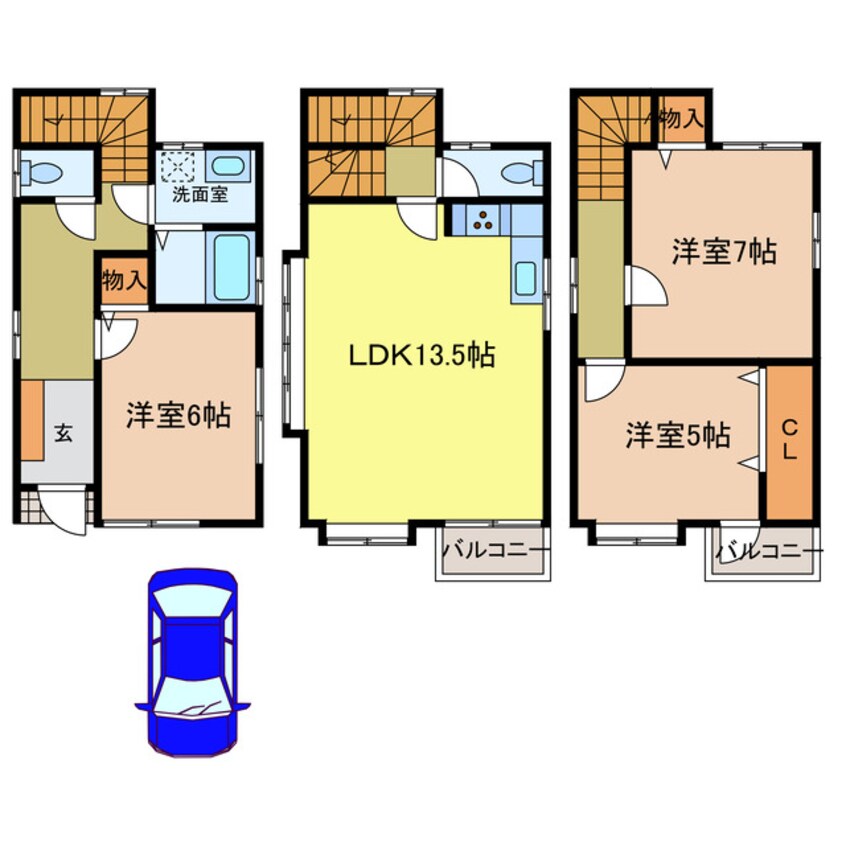 間取図 富田林市須賀1丁目戸建貸家