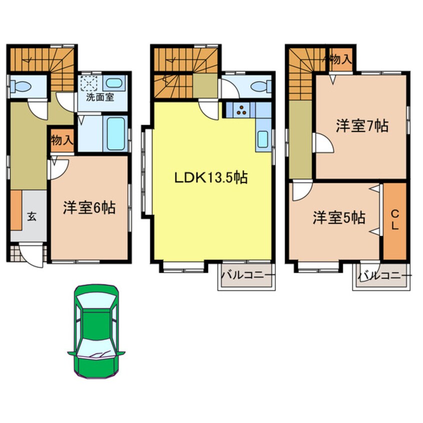 間取図 富田林市須賀1丁目戸建貸家