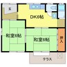木戸平屋2戸一 2DKの間取り