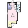 カンフリエⅡ 1Kの間取り