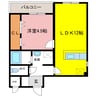 ウエムラグレース忠岡町 1LDKの間取り