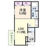 アビテ上野町西 1LDKの間取り