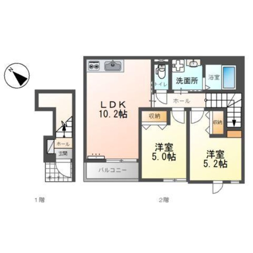 間取図 仮称）泉大津市綾井新築アパート