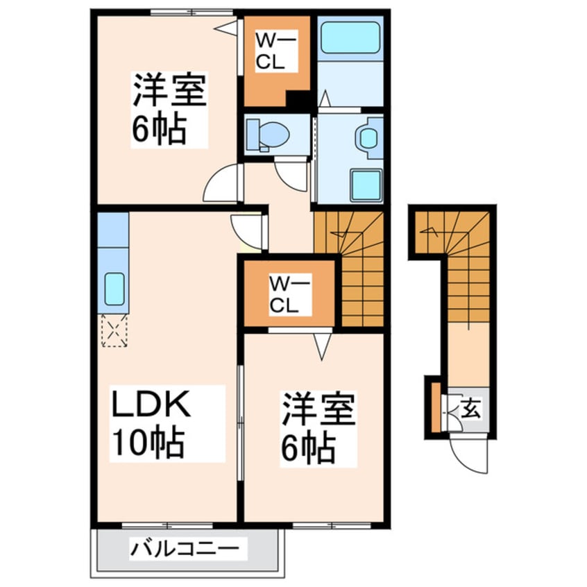 間取図 鹿児島本線/宇土駅 徒歩5分 2階 築17年