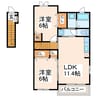 リアフラントⅠ 2LDKの間取り