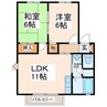 プラムハイツ(蓮台寺) 2LDKの間取り