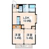 シャロームエステート 2LDKの間取り