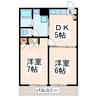 藤ノ木ハイツ 2DKの間取り