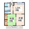 宮川ハイツ 2LDKの間取り