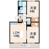 セジュール江越 2LDKの間取り