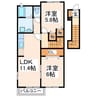 アングレカムＤ 2LDKの間取り