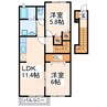 アングレカムＤ 2LDKの間取り