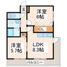 Ｇrand　Ｃomfort久具 2DKの間取り