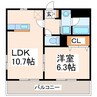 エバンジェル 1LDKの間取り