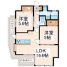 クラウディア八王寺 2LDKの間取り