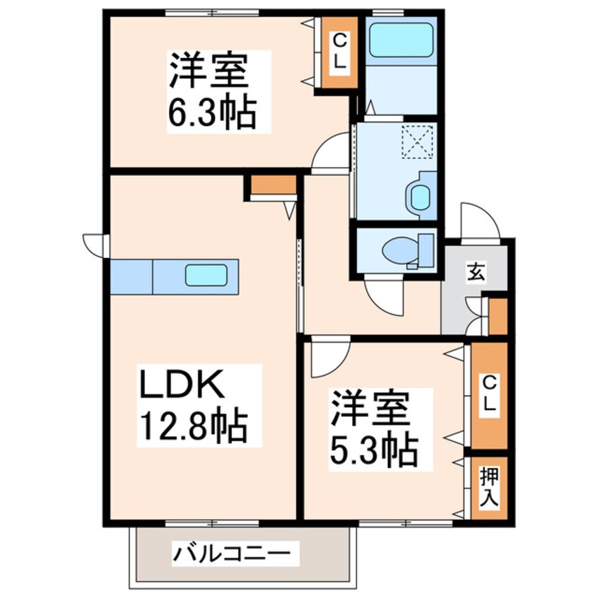 間取図 熊本市営バス/五反田 徒歩5分 1階 築21年