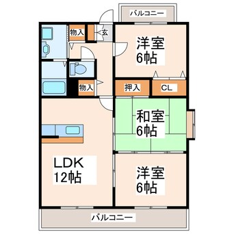 間取図 熊本市営バス/田井島 徒歩3分 3階 築28年