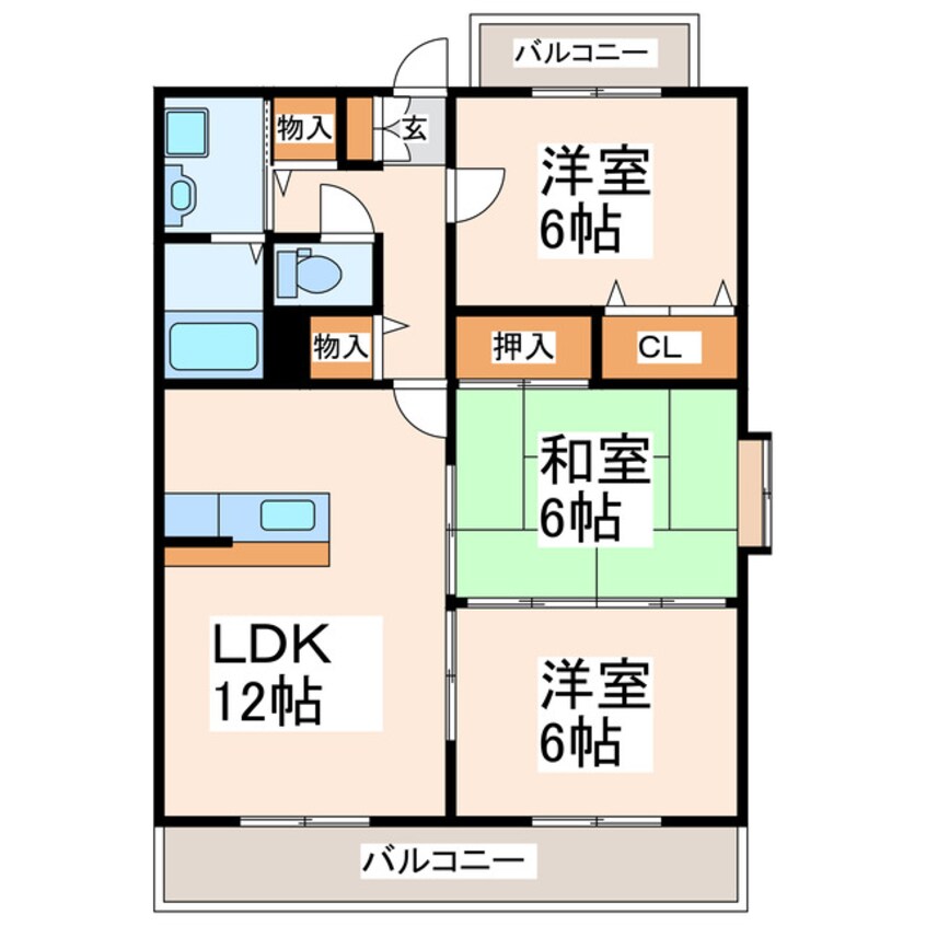 間取図 熊本市営バス/田井島 徒歩3分 3階 築28年