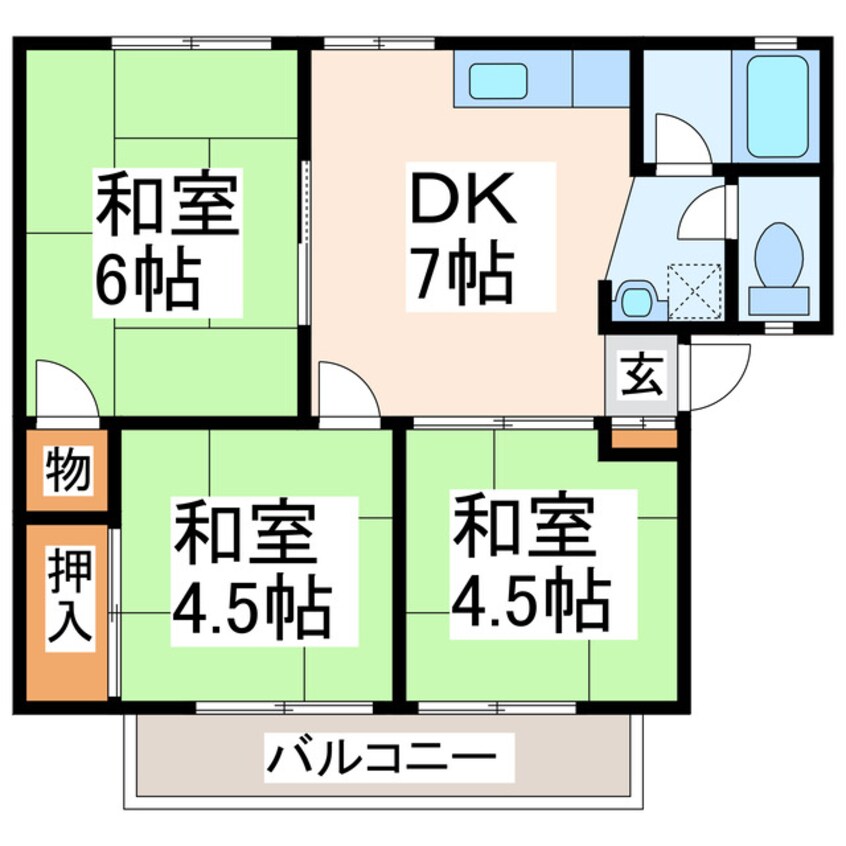 間取図 産交バス（熊本市）/土河原 徒歩10分 2階 築32年