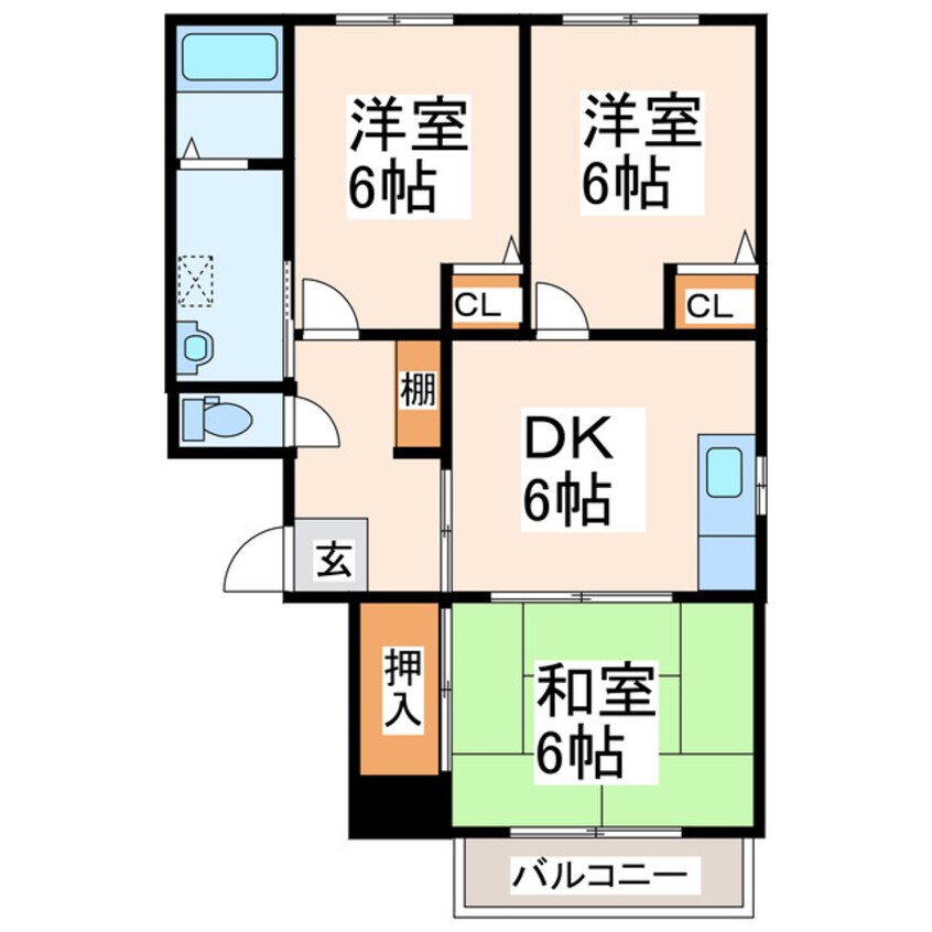 間取図 コーポエンゼルC・D（南区江越）