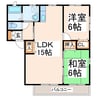 コーポヒロ1・2 2LDKの間取り