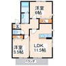 ヒルビレッジＡ 2LDKの間取り