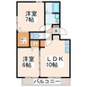 オッツ白坪 2LDKの間取り