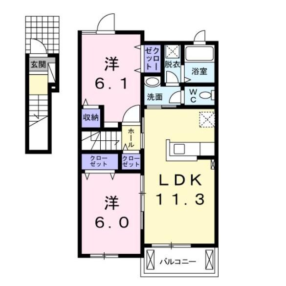 間取り図 鹿児島本線/松橋駅 徒歩34分 2階 築7年