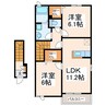 シャルム画図Ⅰ番館B 2LDKの間取り