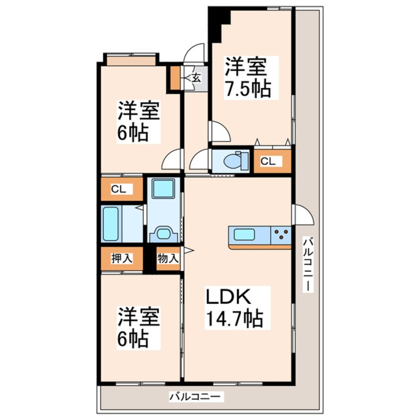 間取図 熊本バス（熊本市）/田迎小学校前 徒歩2分 5階 築17年