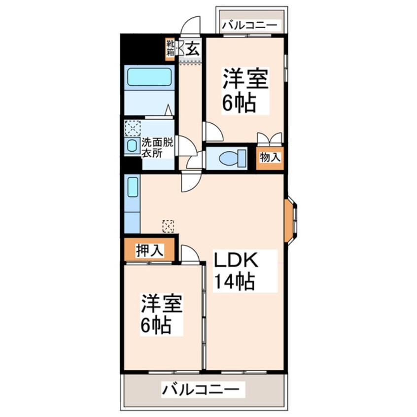 間取図 熊本市営バス/町口神社前 徒歩1分 4階 築30年