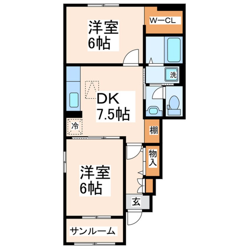 間取図 鹿児島本線/松橋駅 徒歩28分 1階 築6年
