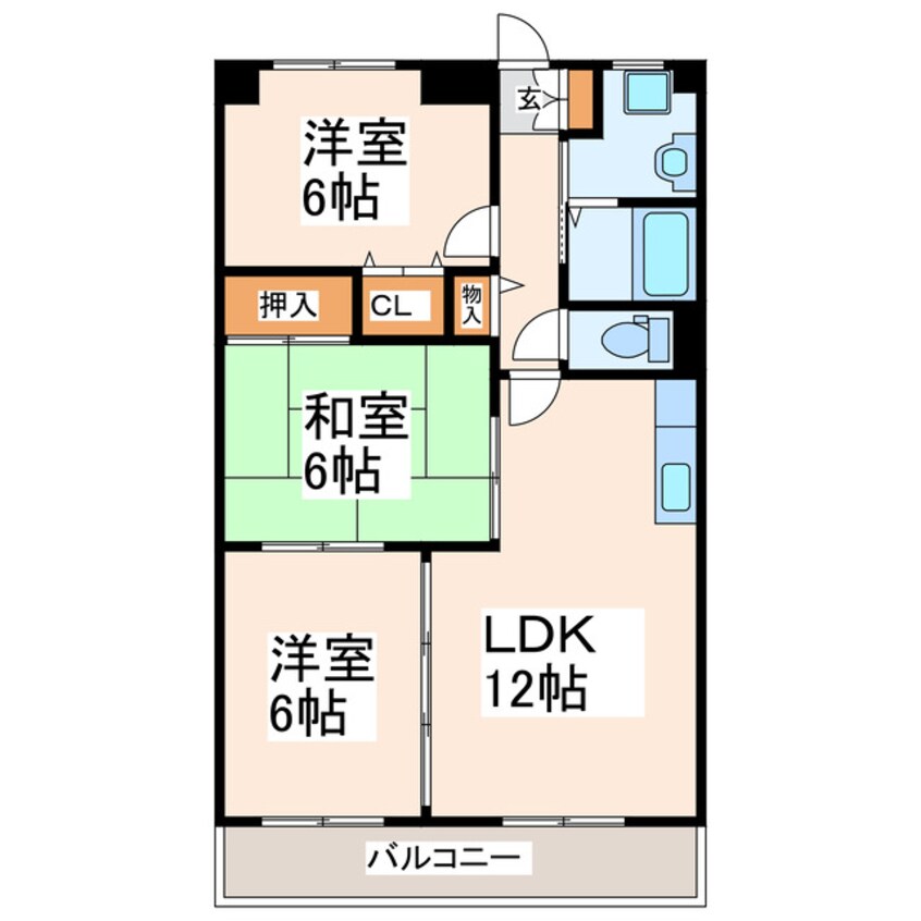 間取図 鹿児島本線/西熊本駅 徒歩7分 4階 築26年