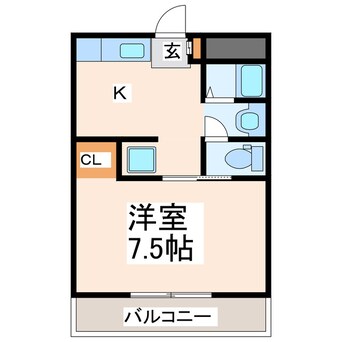 間取図 産交バス（熊本市周辺）/池亀 徒歩3分 2階 築36年