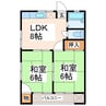 西野ハイツ 2LDKの間取り