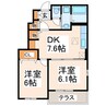 フォレスタⅡ 2DKの間取り