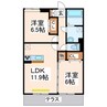 ルミエール国府 2LDKの間取り