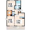 メゾンベルシアⅠ 2LDKの間取り
