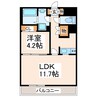 フェリーチェ南熊本 1LDKの間取り