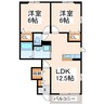 エアリーハウス 2LDKの間取り