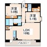 Clowdio熊本南 2LDKの間取り