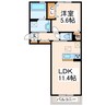 ルミエール出水 1LDKの間取り