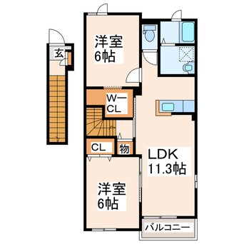 間取図 産交バス（熊本市）/熊本農業高校前 徒歩9分 2階 築8年