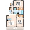 アムール城南Ｂ 2LDKの間取り