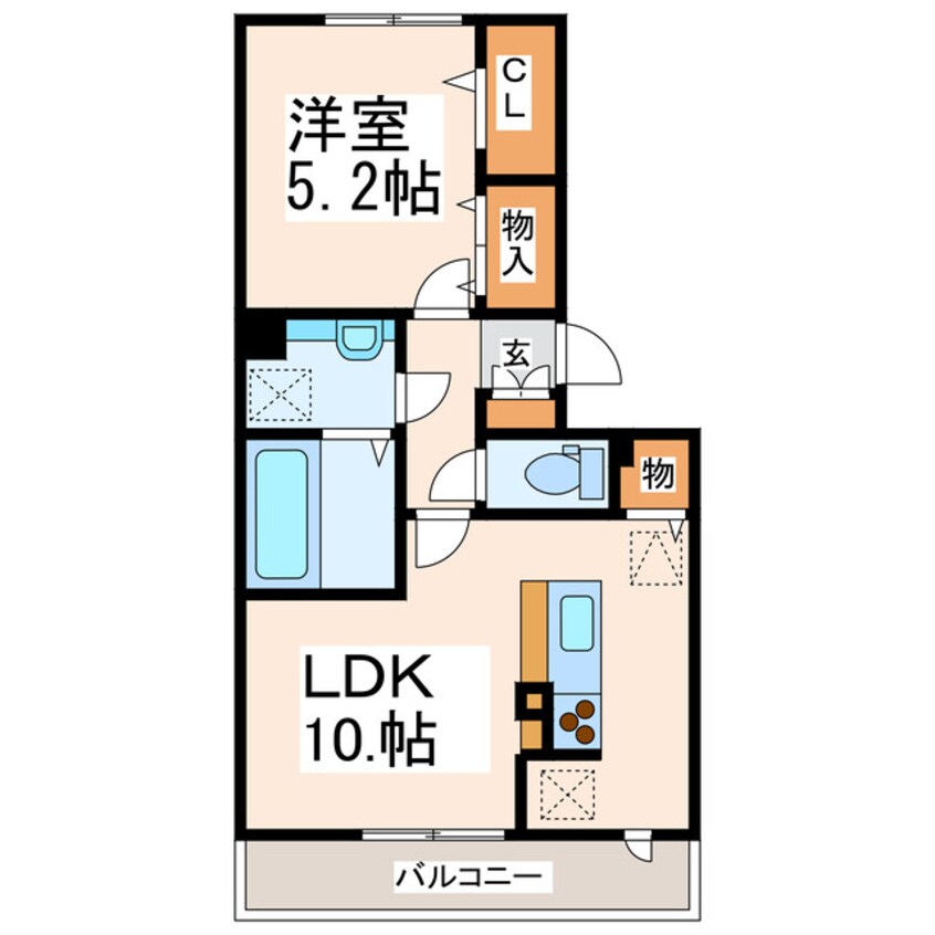 間取図 熊本バス/平田町 徒歩2分 2階 築8年