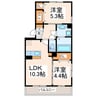 リーブリング田迎 2LDKの間取り