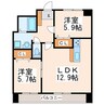 クロノス34田井島Ⅱ 2LDKの間取り