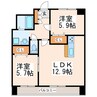 クロノス34田井島Ⅱ 2LDKの間取り