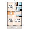 クロノス31田井島 2LDKの間取り